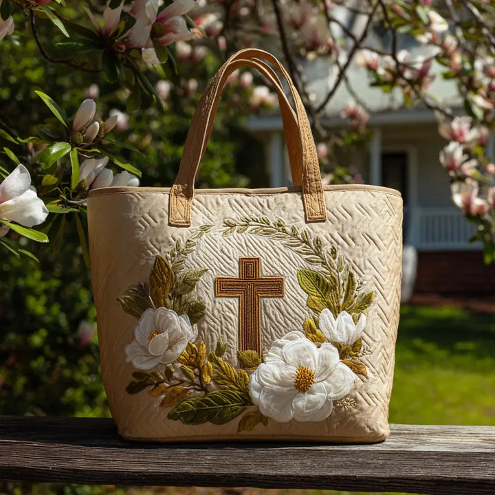 Quilted Tote Bag - Sacred Cross
