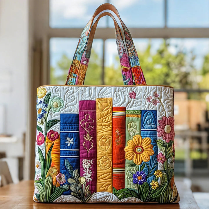 Quilted Tote Bag - Floral Library