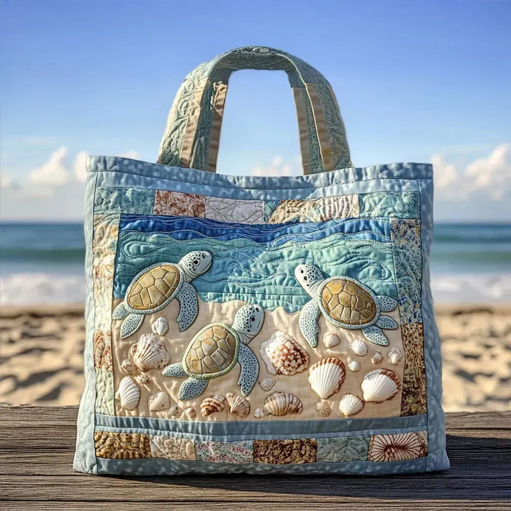 Quilted Tote Bag - Sea Turtles