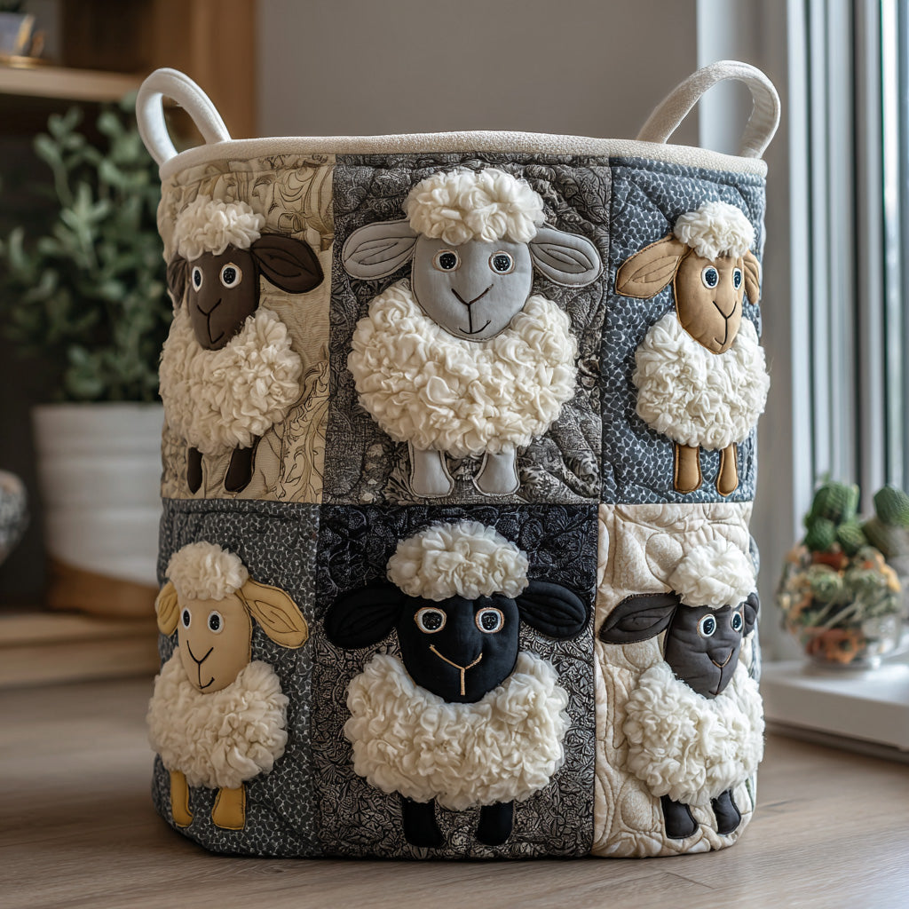 Sheep Quilted Laundry Basket