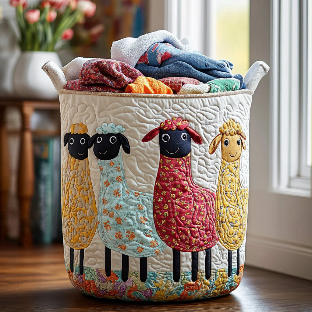Sheep Quilted Laundry Basket