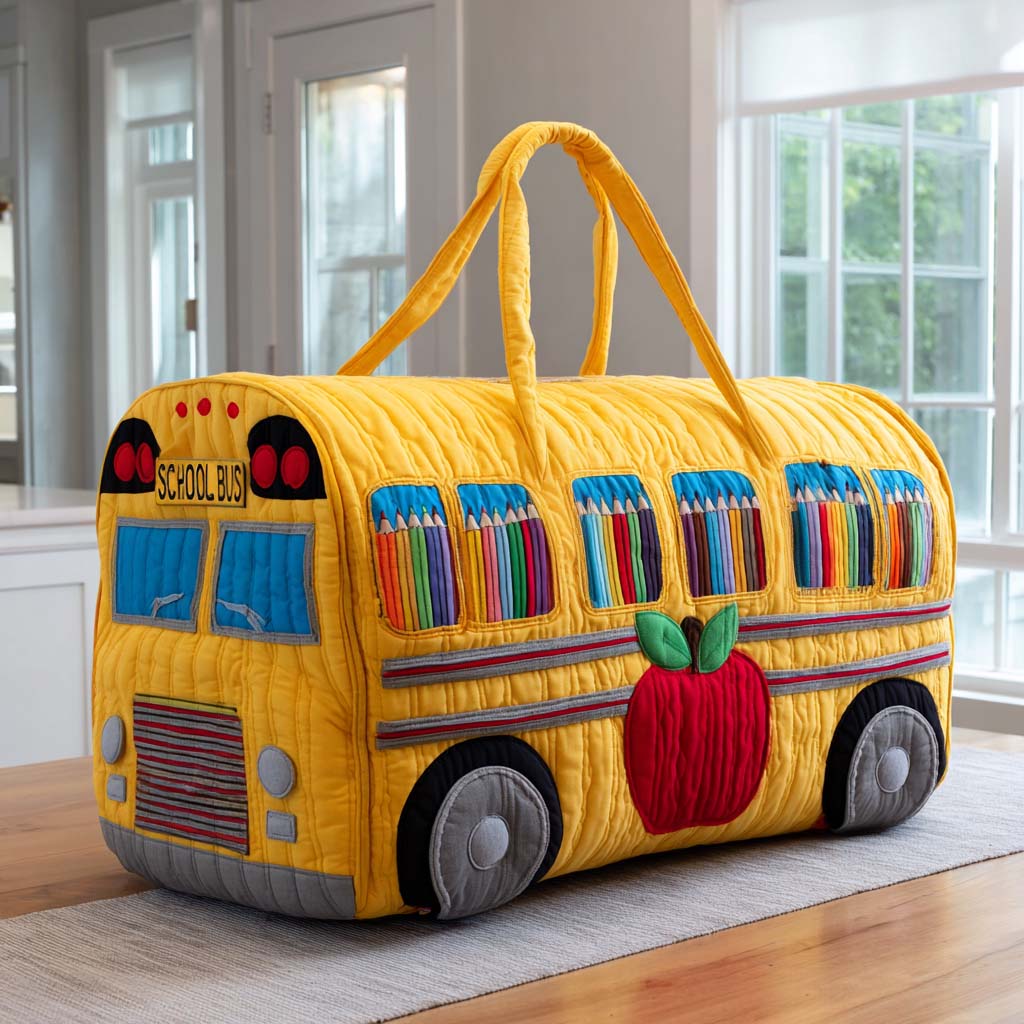 School Bus Quilted Duffle Bag