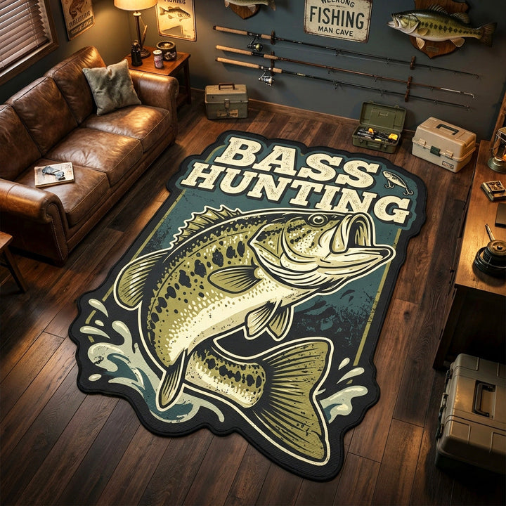 Bass Strike Custom Shape Area Rug