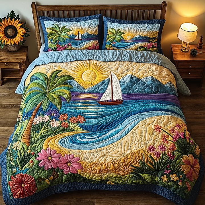 Beach Escape 3-Piece Quilted Bedding Set