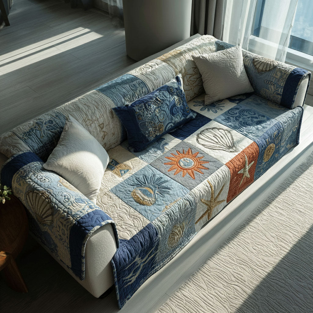 Coastal Quilted Sofa Cover