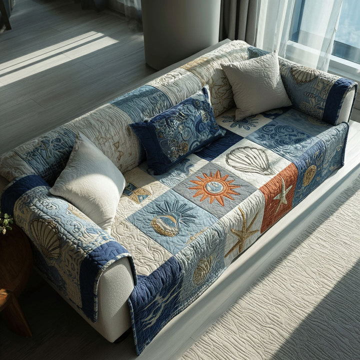Coastal Quilted Sofa Cover