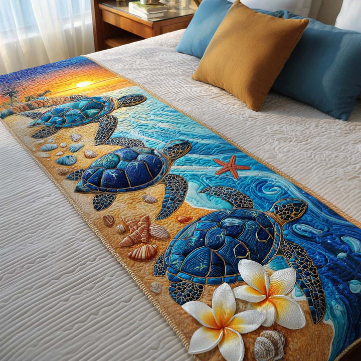 Turtle Quilted Bed Runner