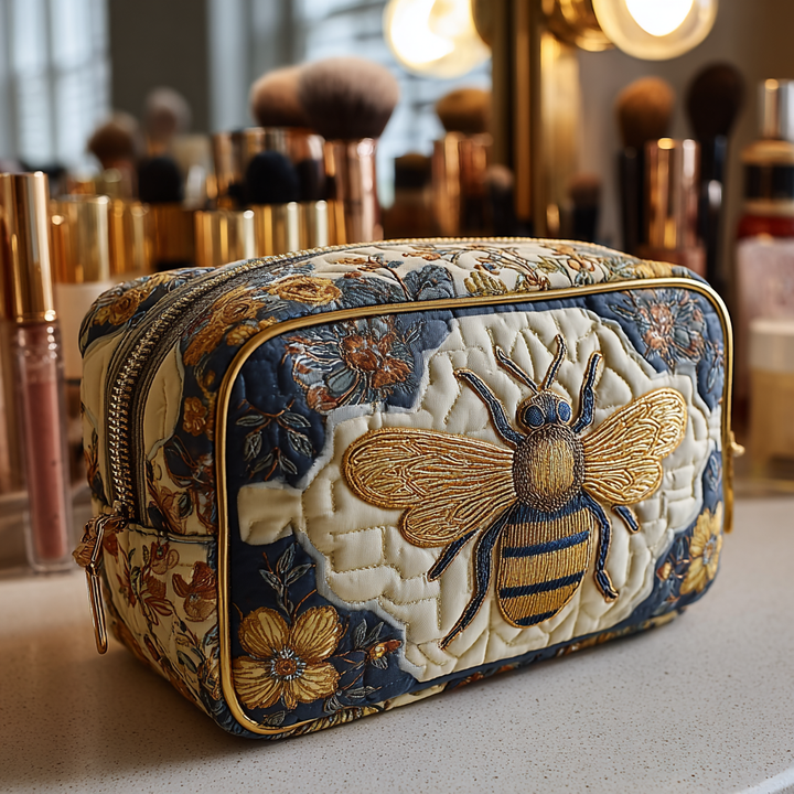 Bee Delight Quilted Makeup Bag