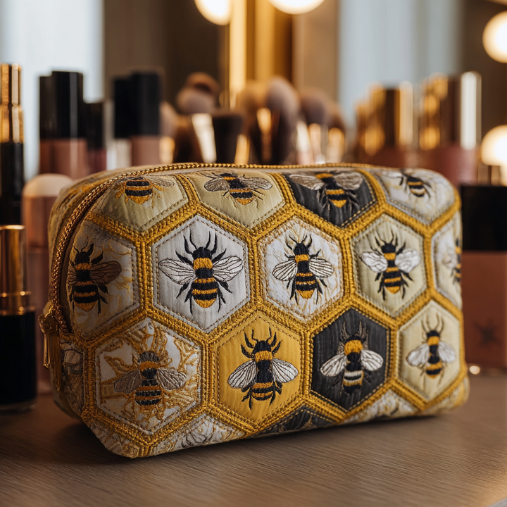 Bee Garden Quilted Makeup Bag
