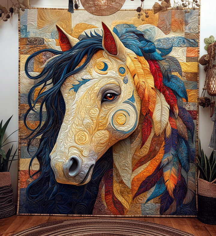 Binding Horse Quilted Blanket