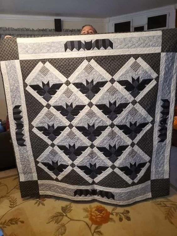 Black Bat Quilted Blanket
