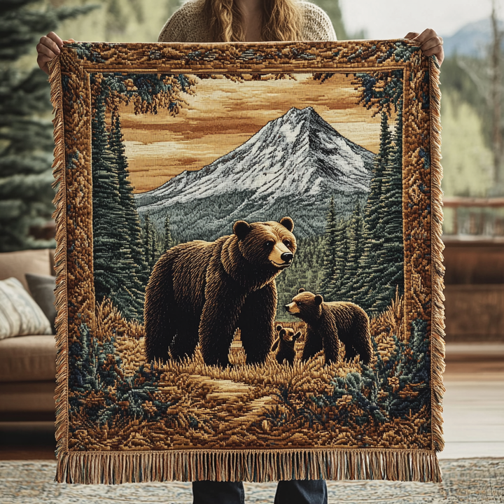 Black Bear Charm Woven Sofa Blanket