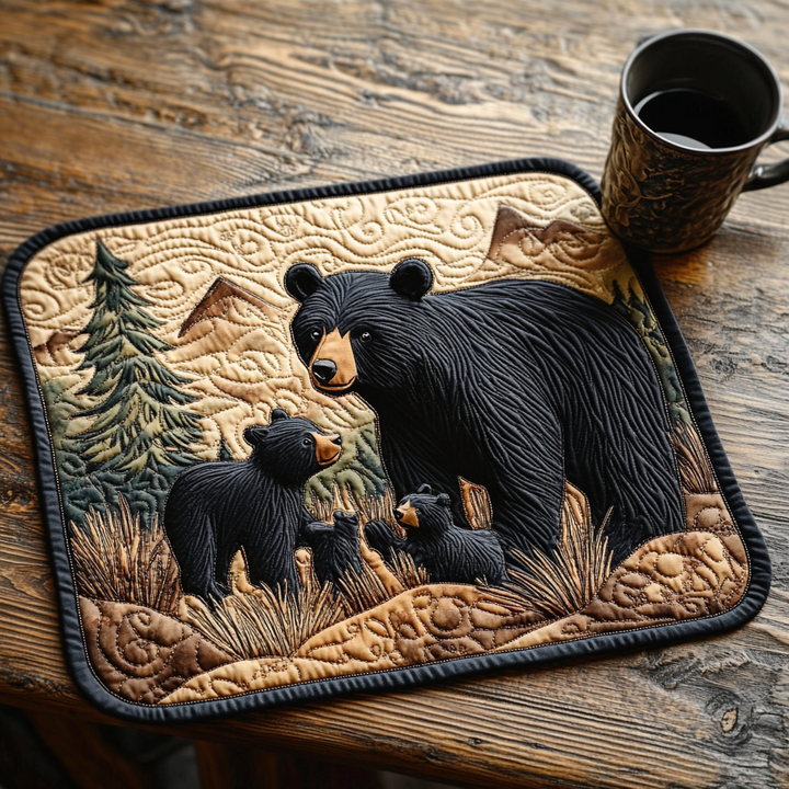 Black Bear Family Quilted Place Mat