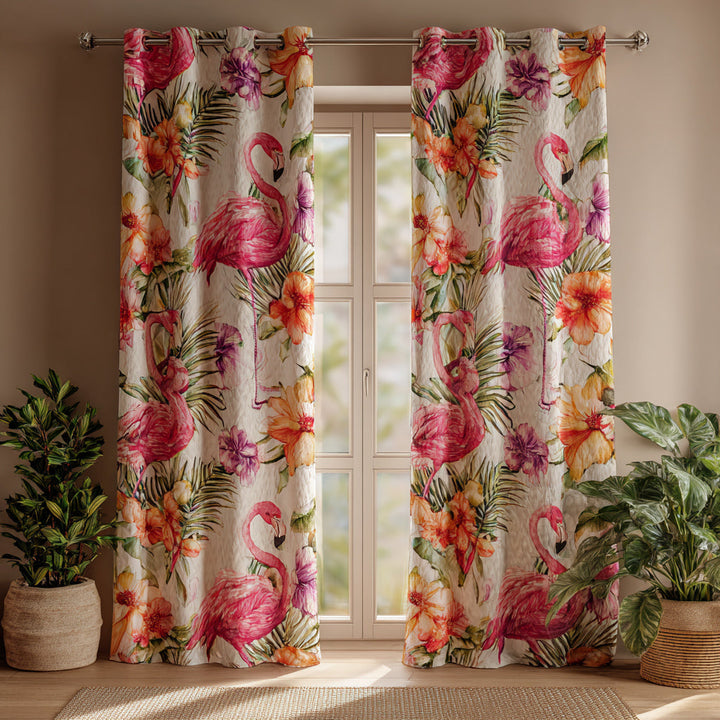 Bloom Flamingo Quilted Curtains