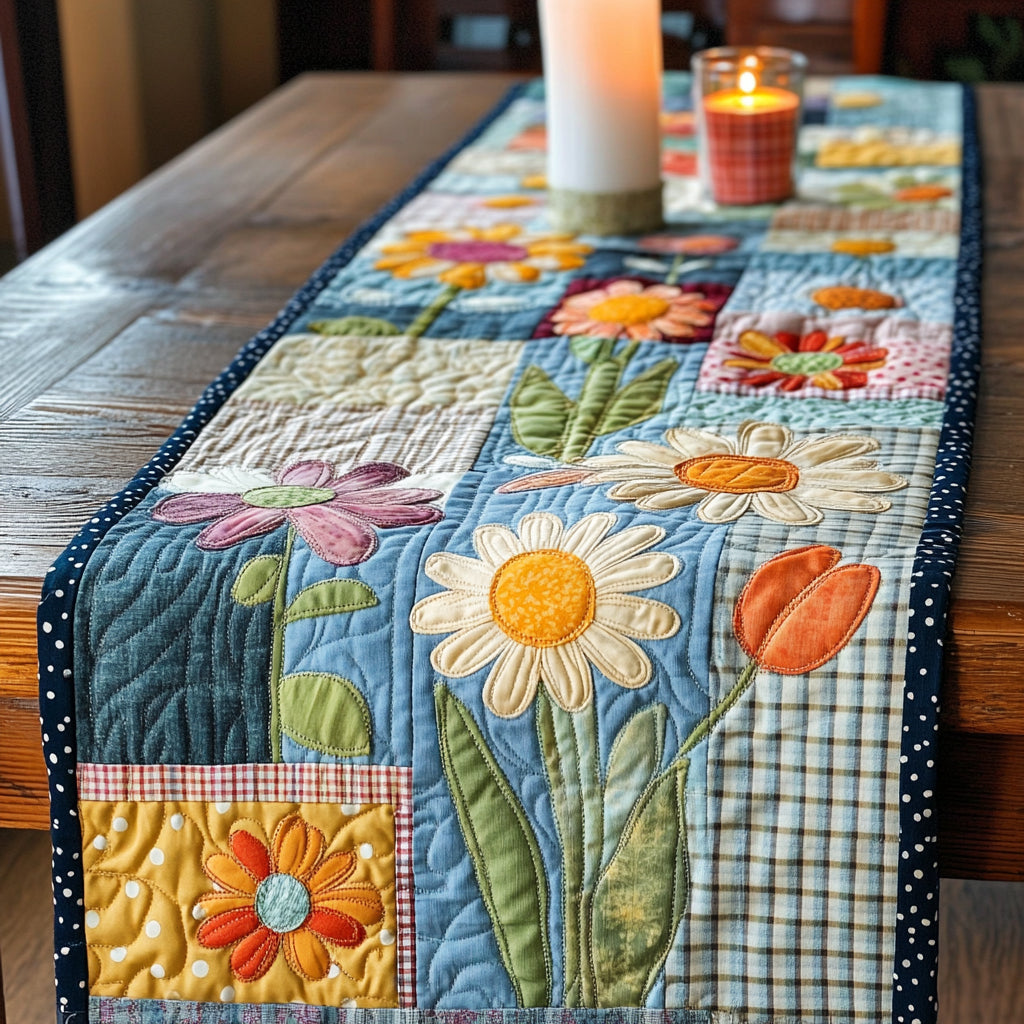 Flower Quilted Table Runner