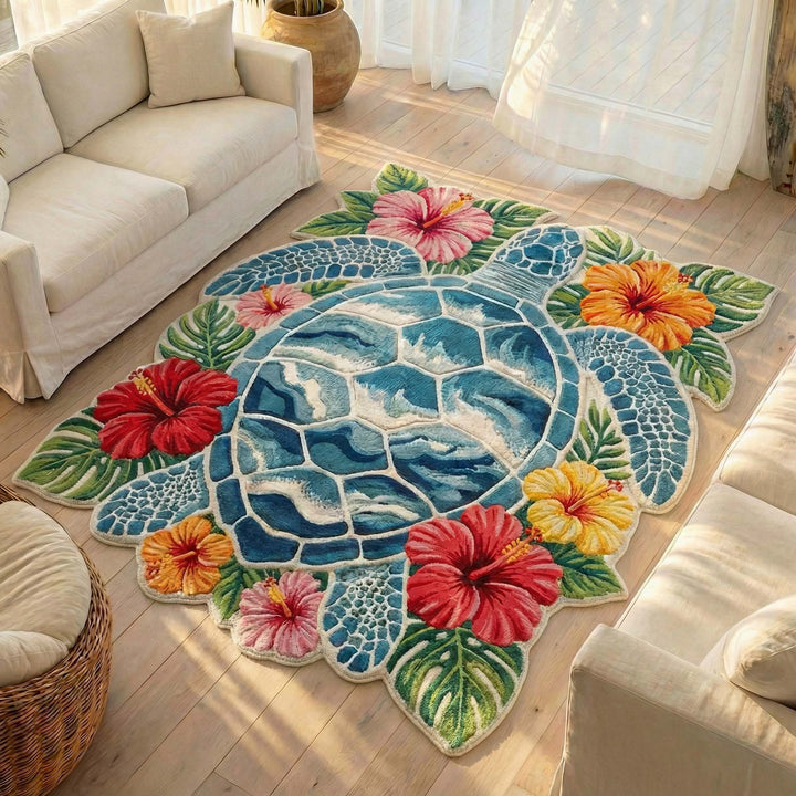 Bloom Turtle Custom Shape Area Rug