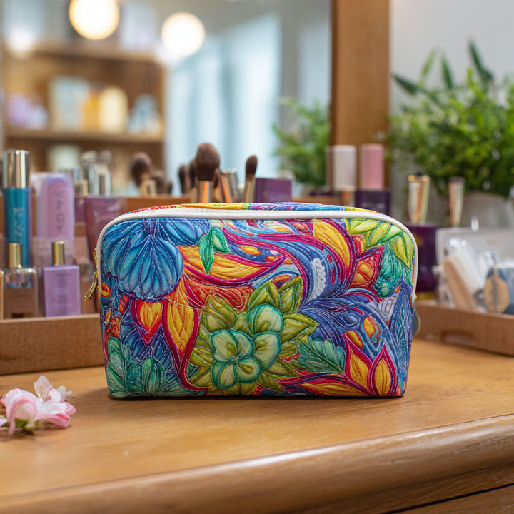 Bloom and Vine Quilted Makeup Bag