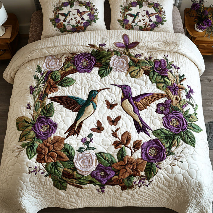 Hummingbird Quilted Bedding Set