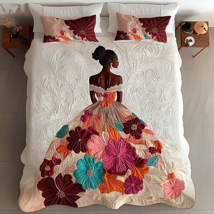 Blooming Grace 3-Piece Quilted Bedding Set