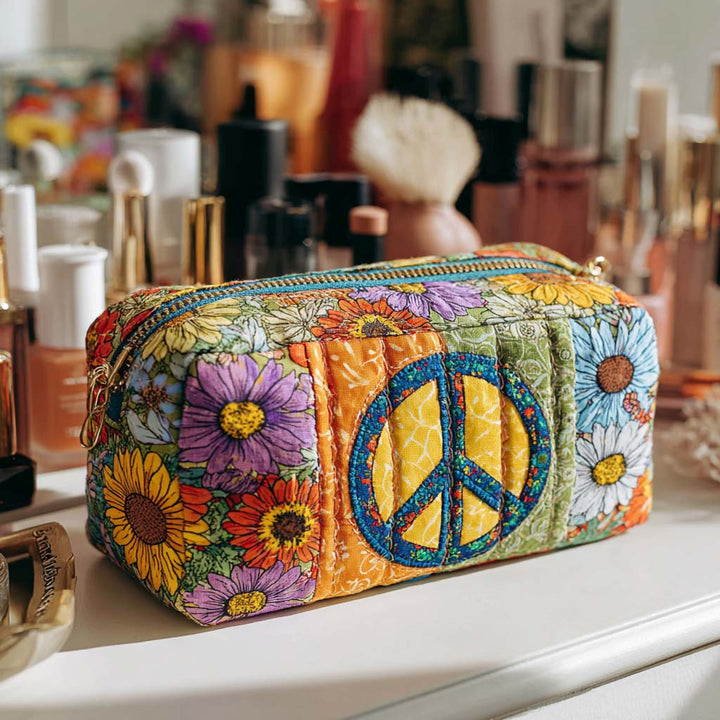 Blooming Peace Quilted Makeup Bag