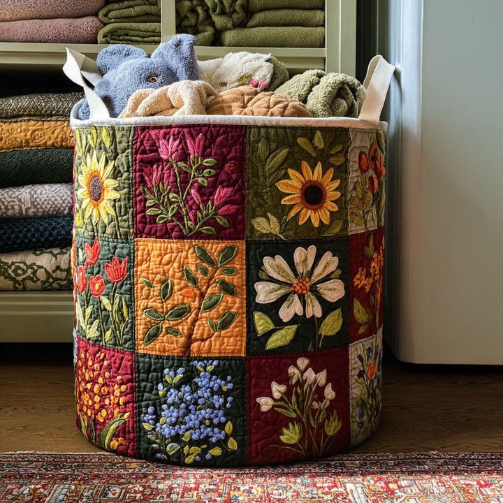 Blossom Glow Quilted Laundry Basket