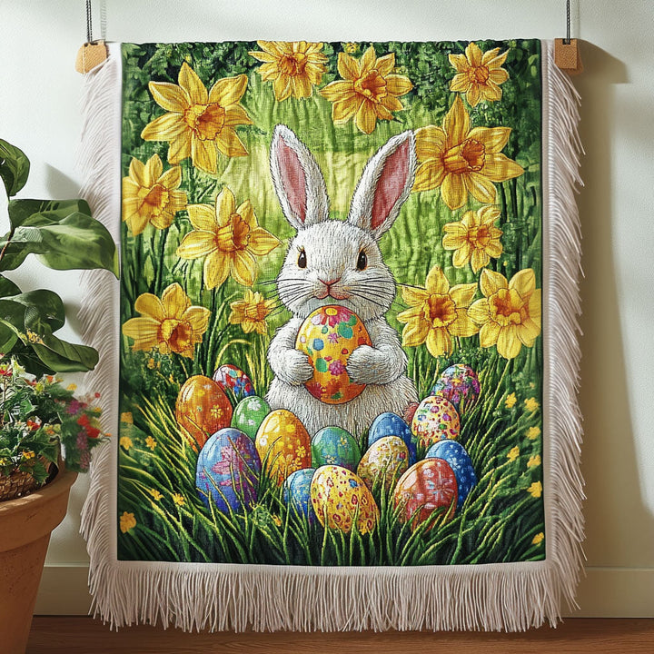 Blossoming Easter Bunny Woven Sofa Blanket