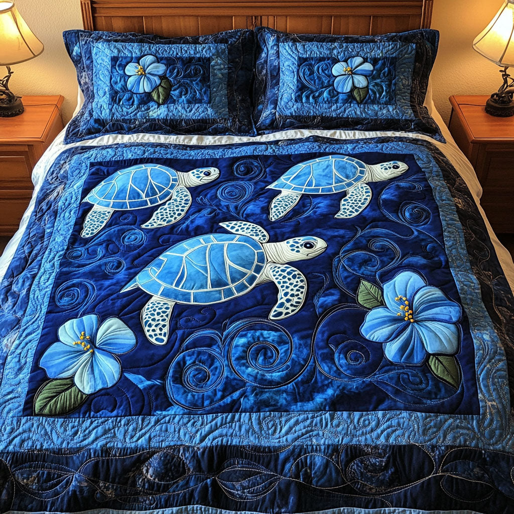 Turtle 3-Piece Quilted Bedding Set