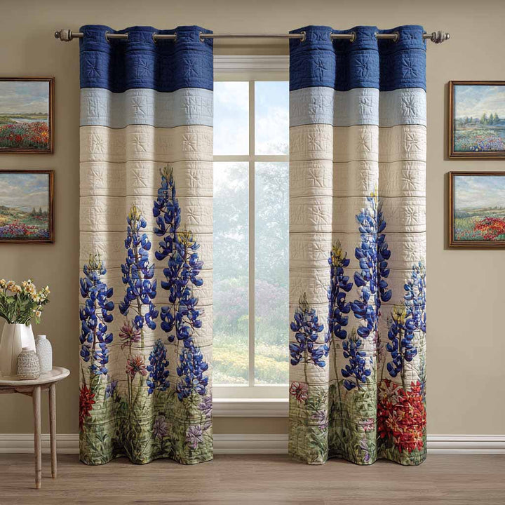 Blue Meadow Quilted Curtains