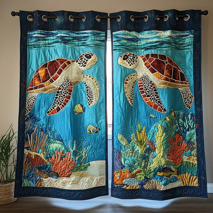 Blue Ocean Dweller Quilted Curtains