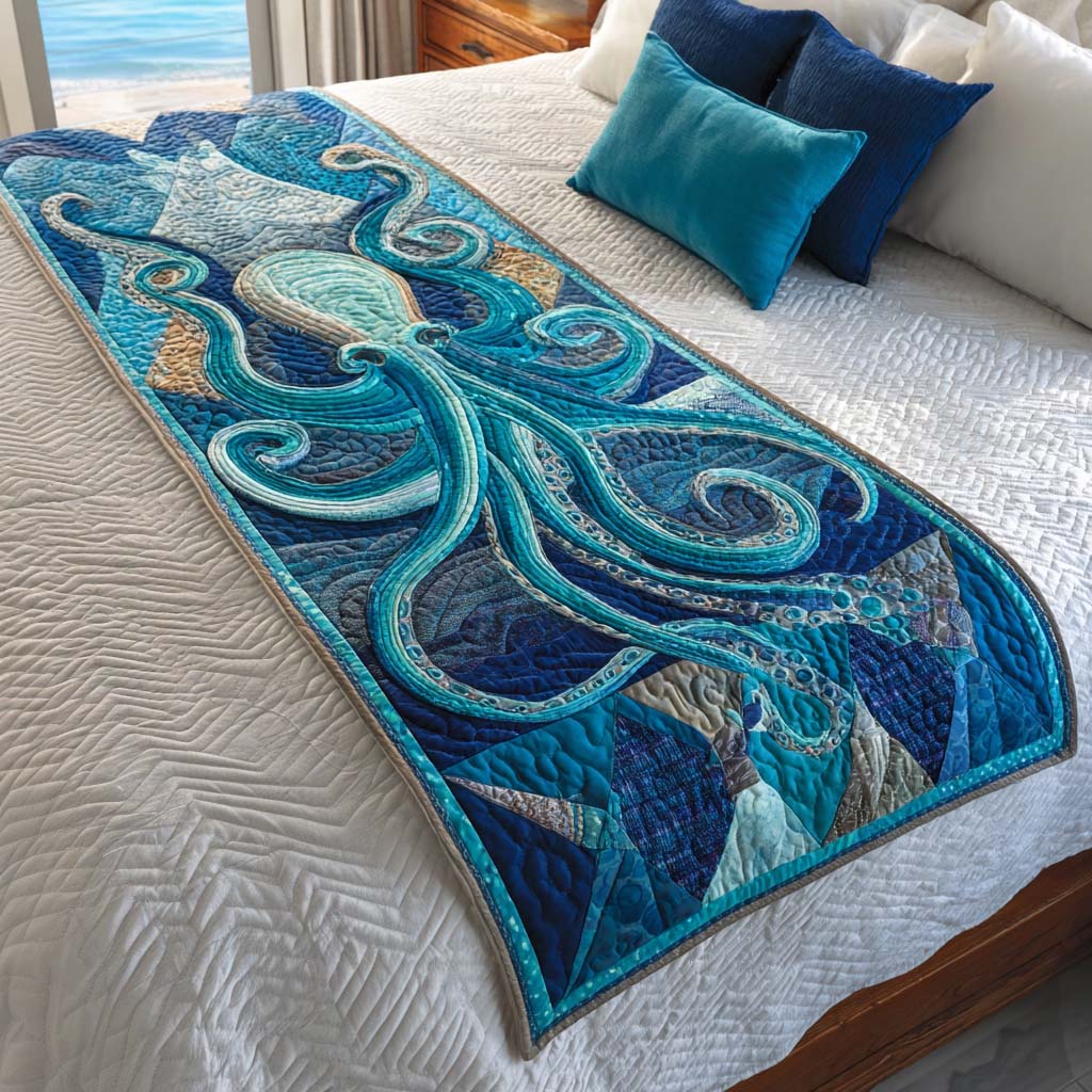 Ocean Quilted Bed Runner