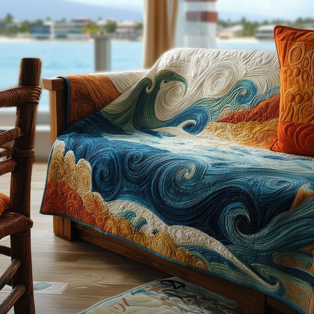 Coastal Quilted Sofa Cover