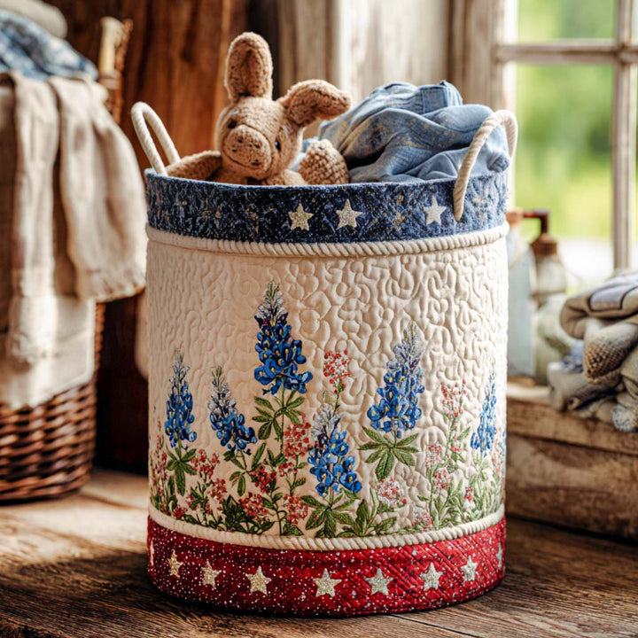 Bluebonnet Quilted Laundry Basket