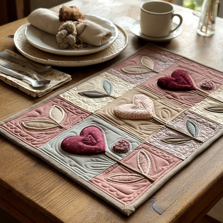 Blush Heart Quilted Placemat