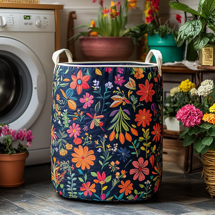 Boho Patchwork Quilted Laundry Basket