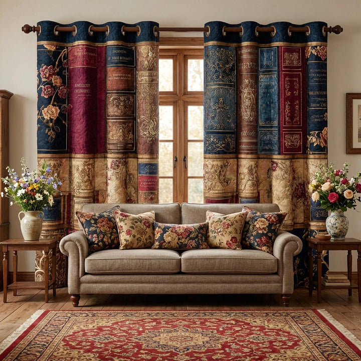 Book Haven Quilted Curtains