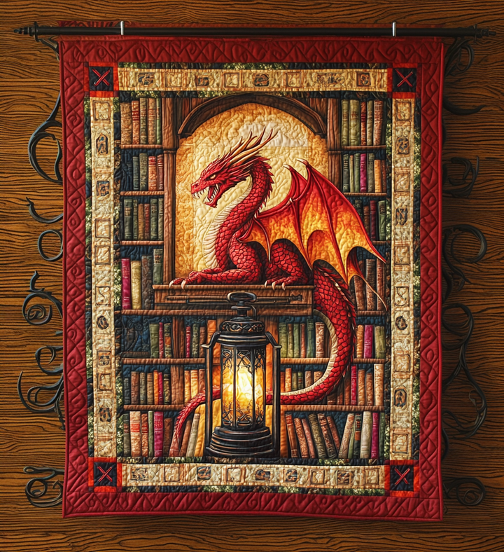 Book Wyrm Quilted Blanket