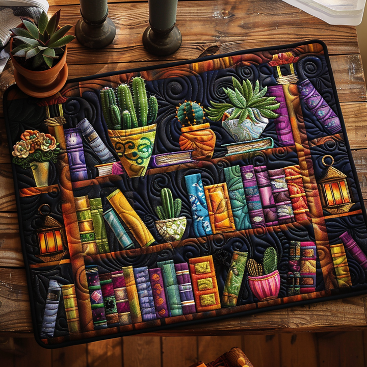 Books and Blooms Quilted Place Mat