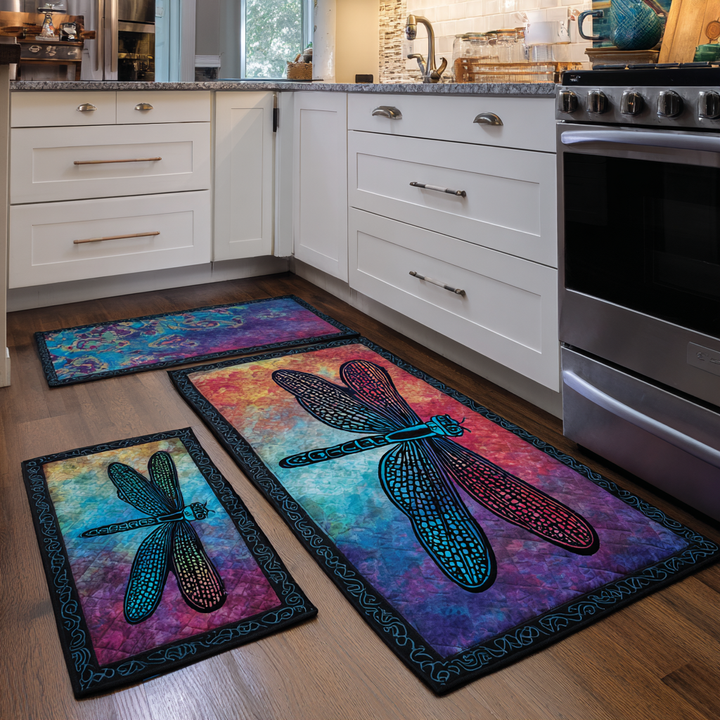 Bright Dragonfly Kitchen Area Rug