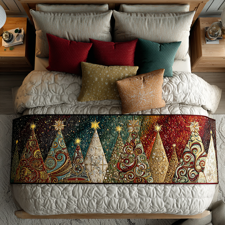 Bright Forest Quilted Bed Runner