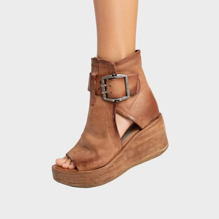 Orélisse - Modern wedge ankle boots with open toes