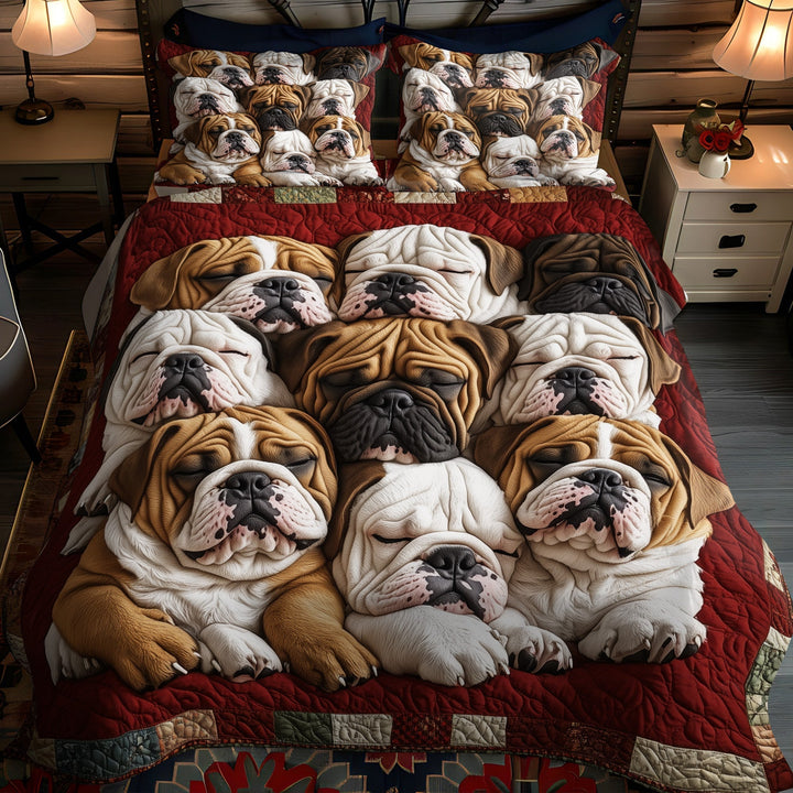 Bulldog Comfort 3-Piece Quilted Bedding Set