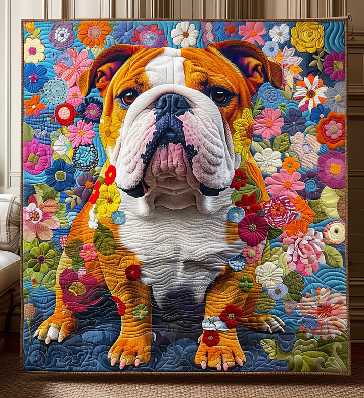 Bulldog Garden Quilted Blanket