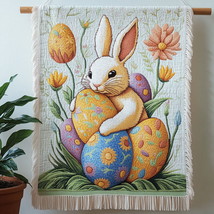 Bunny Egg Hug Woven Sofa Blanket