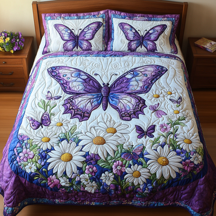 Butterfly Bloom 3-Piece Quilted Bedding Set