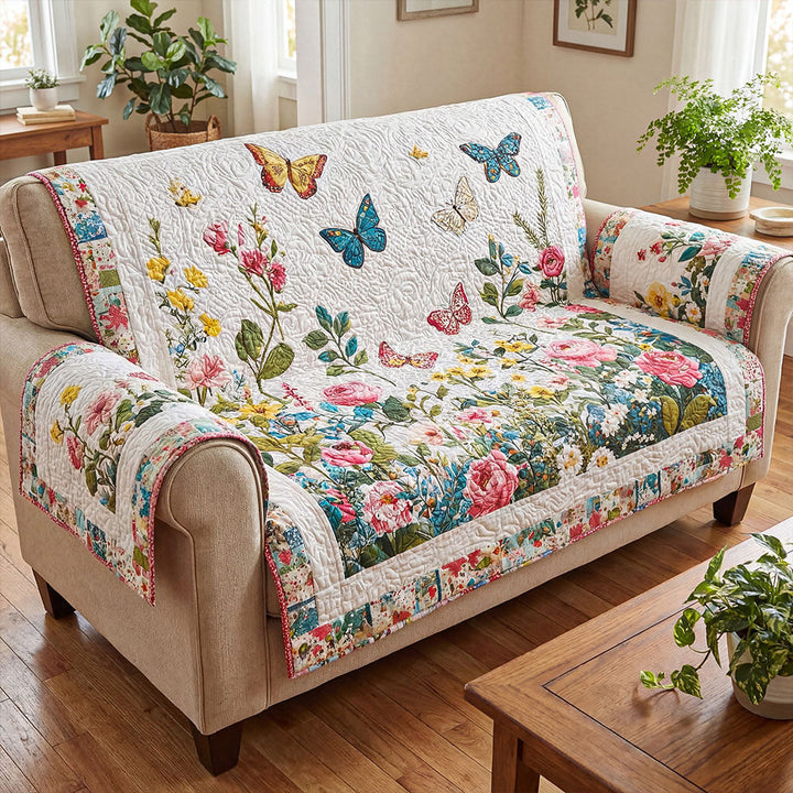 Butterfly Garden Dream Quilted Sofa Cover