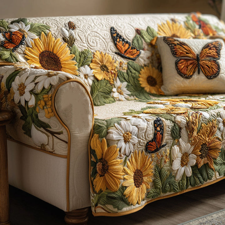 Butterfly Garden Quilted Sofa Cover