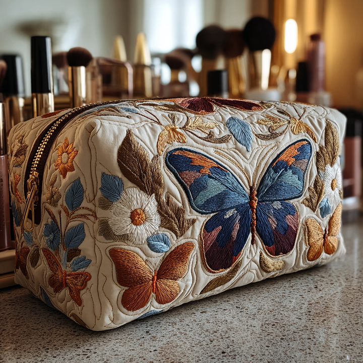 Butterfly Whisper Quilted Makeup Bag