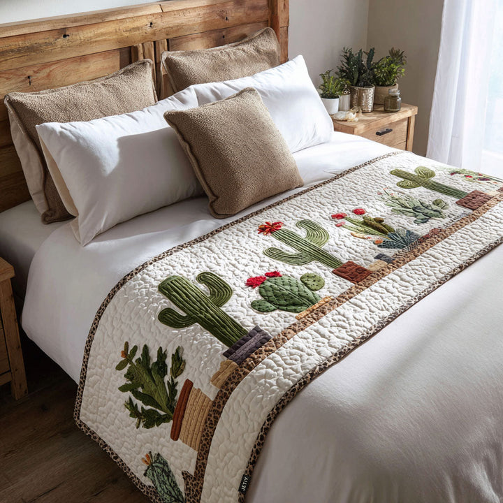 Cactus Cutie Quilted Bed Runner