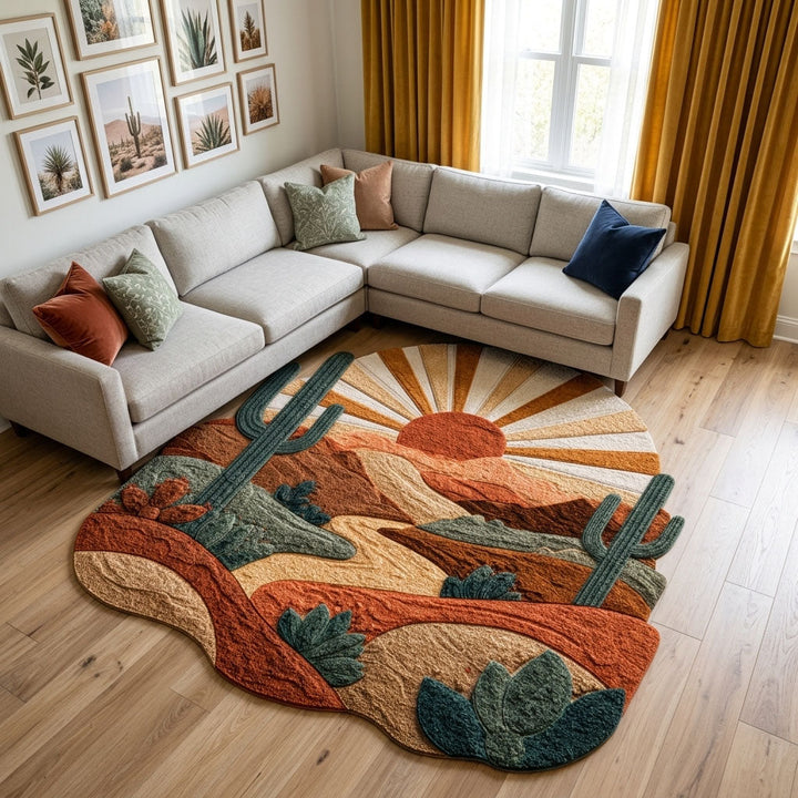 Cactus Garden Custom Shape Area Rug