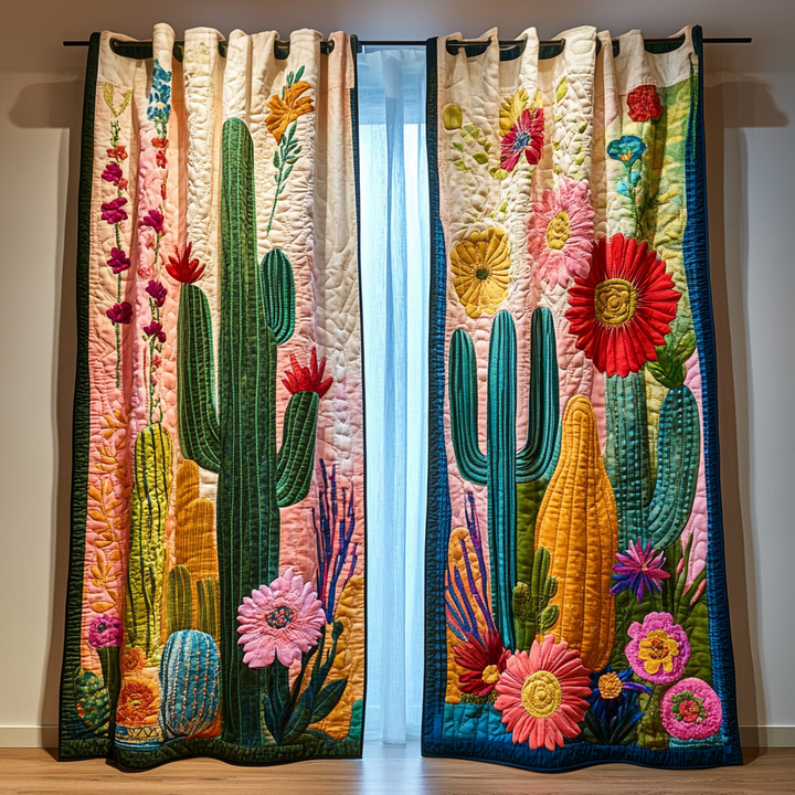 Cactus Horizon Quilted Curtains